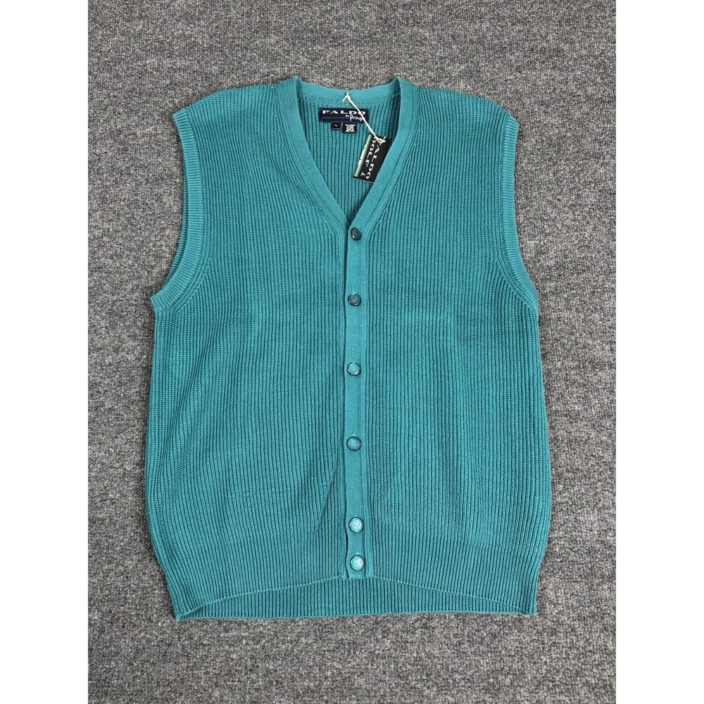 New Pringle Faldo Mens Forest Green Sweater Vest Large Combed Cotton NWT